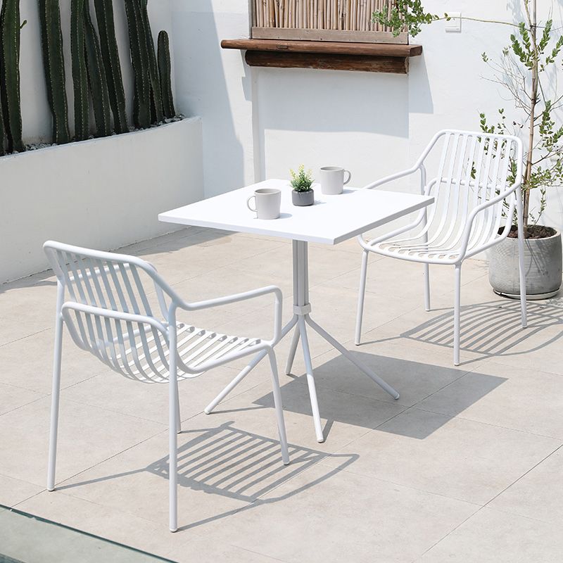 Contemporary Aluminum Dining Armchair Stacking Chairs 32.28" High