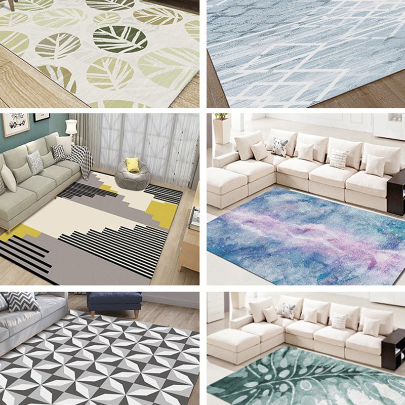 Calming Geo Printed Rug Multicolored Polyster Area Carpet Non-Slip Backing Stain-Resistant Area Rug for Living Room