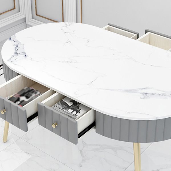 4/5 Pieces Oval White Sintered Stone Top Dining Set for Home