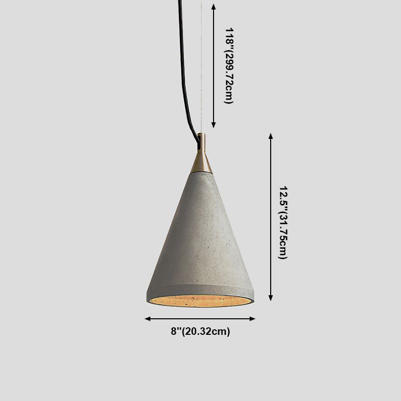 Modern Cone Down Mini Pendant Grey Cement Hanging Ceiling Light with 1 Light
