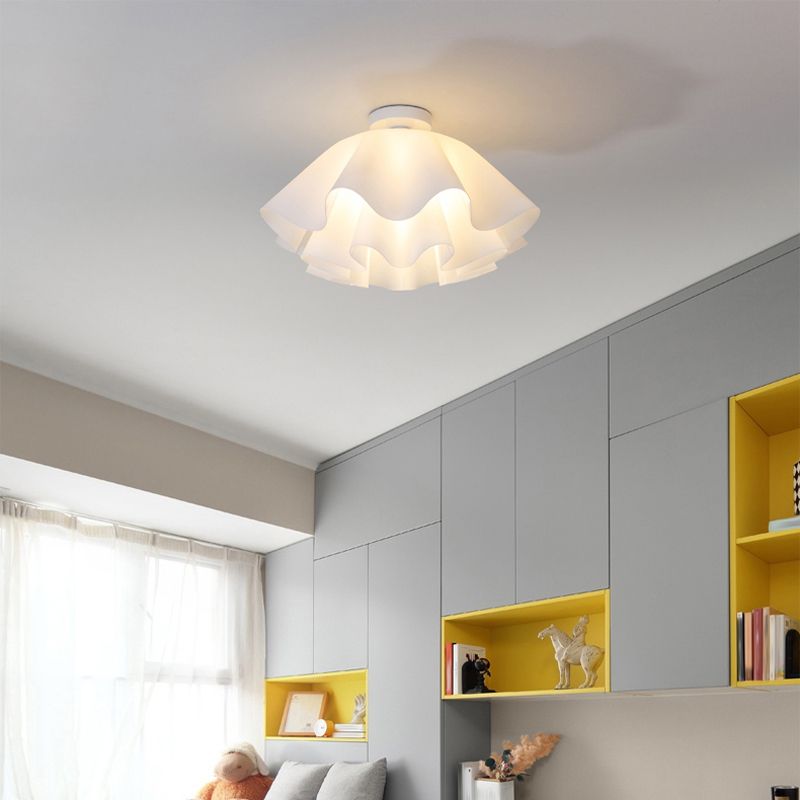 Flower Shape 1 - Light Flush Mount Light Iron and Acrylic Flush in White