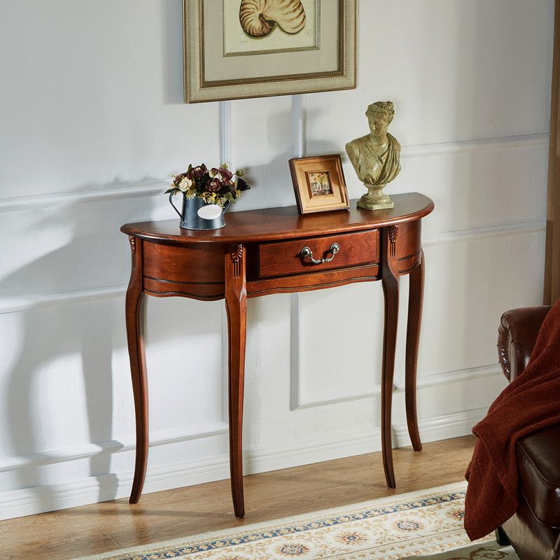 33.46" Tall Solid Wood Console Table 1-drawer Accent Table for Hall