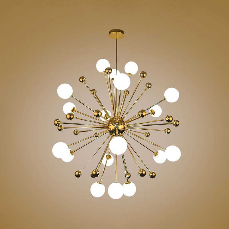 Luce a sospensione in oro in vetro in lampadario di ferro elettroplato moderno in stile lusso per sala da pranzo