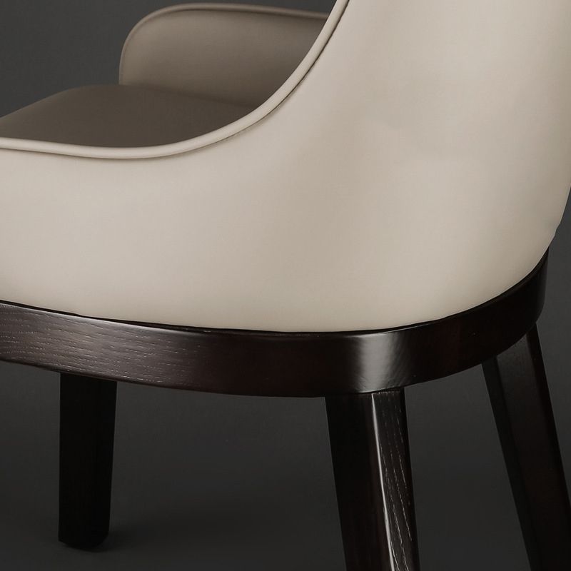 Modern Style Faux Leather Chairs Arm Side Chairs with Wooden Legs for Home Use