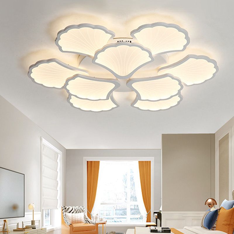 Ceiling Mounted Light Simple Metal Living Room LED Ceiling Lamp in White