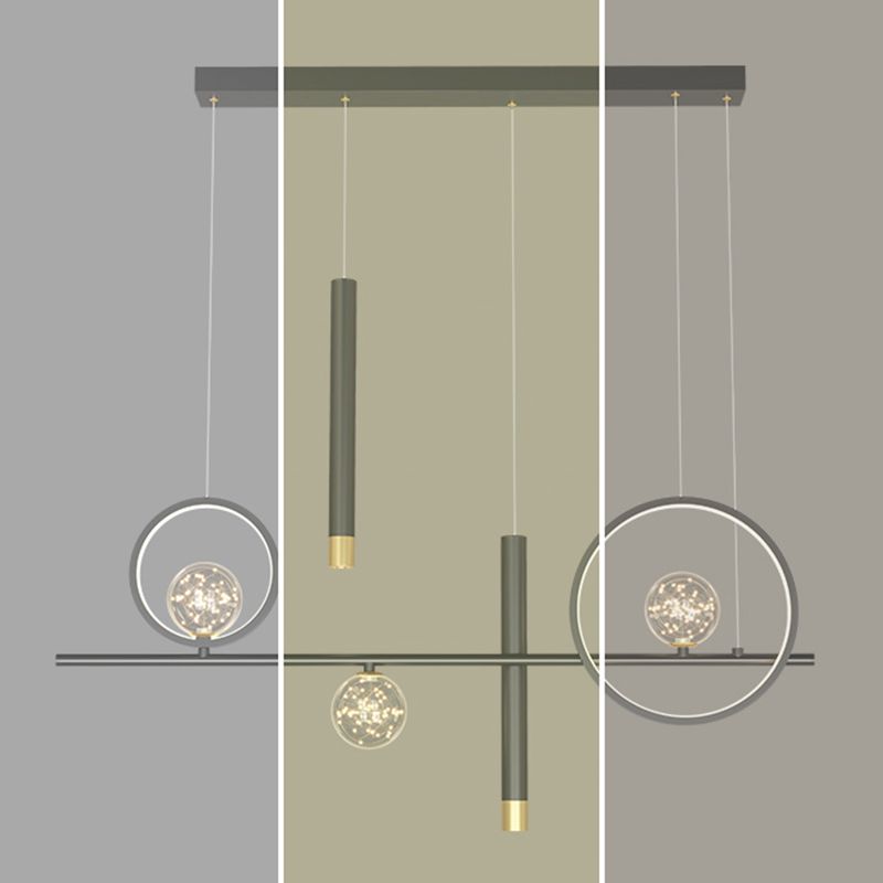 Idee per illuminazione dell'isola a led in metallo moderno lampada lampadario lineare per sala da pranzo