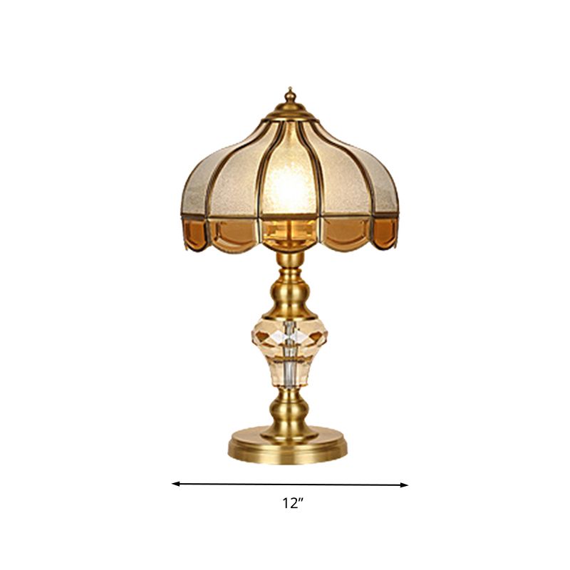 1 Light Nightstand Light Colonial Cone/Bell/Dome Crystal Night Table Lamp in Gold for Bedroom