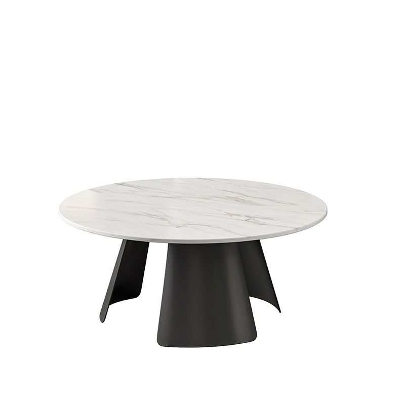Pedestal Coffee Table Contemporary Round Cocktail Table in Black/White