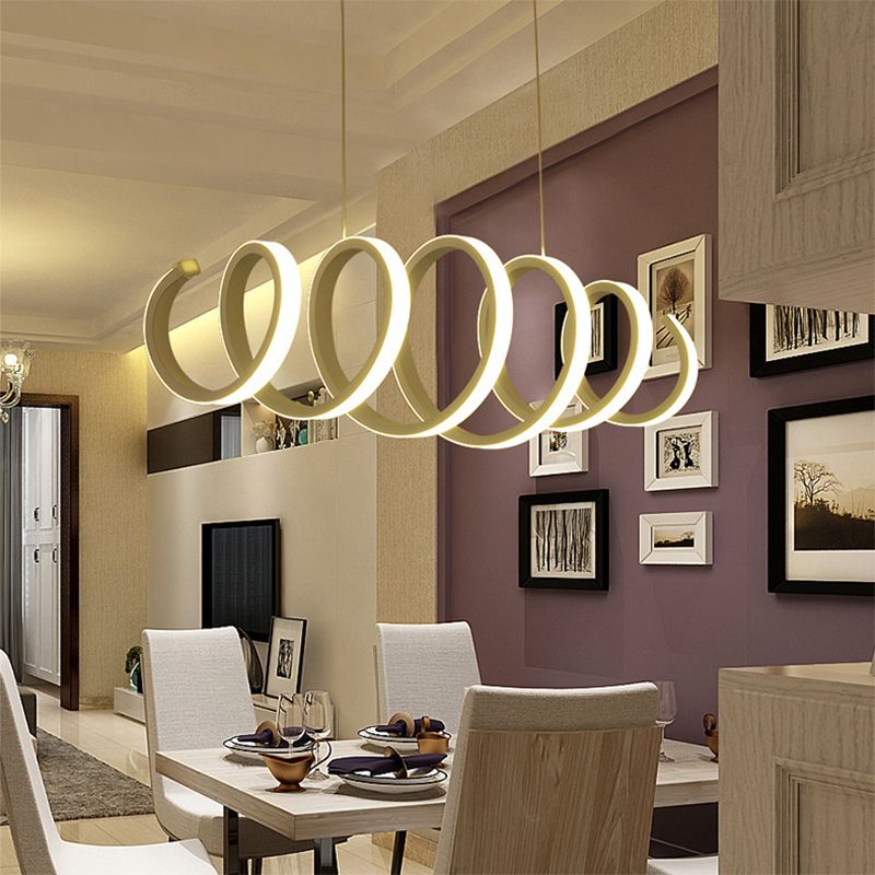 Lumo a spirale a sospensione Luce contemporanea sala da pranzo acrilico LED LED LUCE in bianco