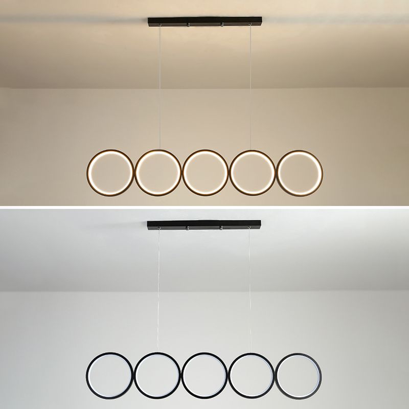 Lampada sospesa a LED ANULUS nero in moderna luce da soffitto da interno in ferro battuto con ombra acrilica