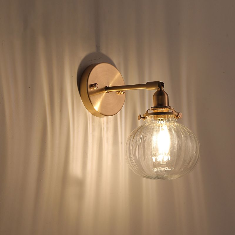 Minimalistische wereldwandlicht Champagne/Clear Prismatic Glass Single SCONCE -verlichtingsarmatuur in goud