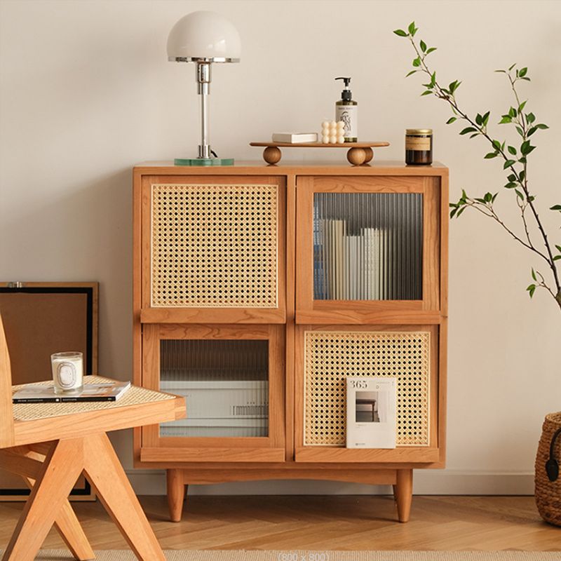 Modern & Contemporary Cabinet Square Glass Paned Bar Pulls Straight Legs Accent Cabinet