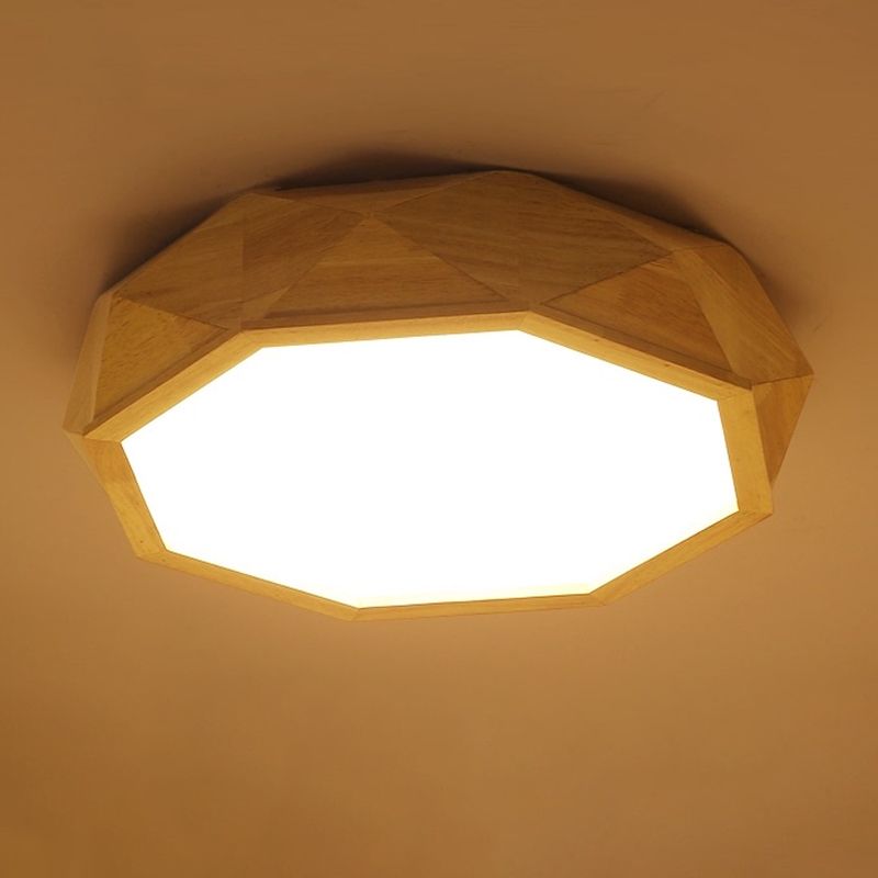 Holz Geometrische LED Deckenleuchte In Moderner Einfachheit Acryl Indoor Flush Mount in Log-Farbe