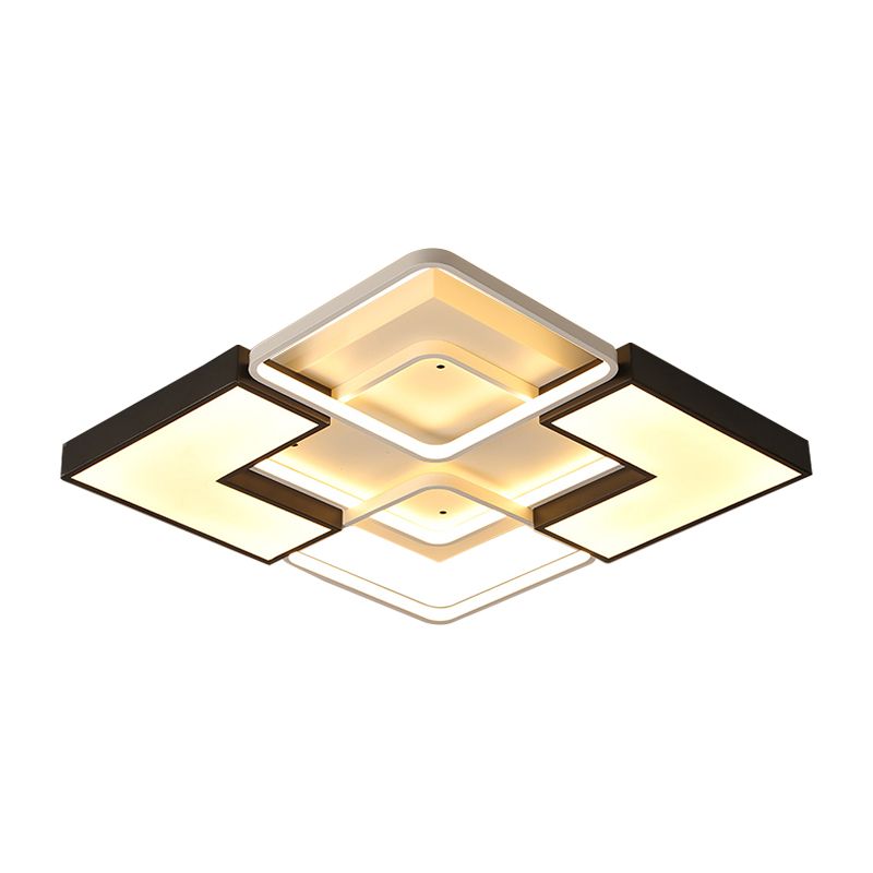 Lumière rectangulaire / carrée Lumière en métal contemporain DEL Black Ceiling Light Fixture for Living Room in Warm / White, 20.5 "/27" /31.5 " W