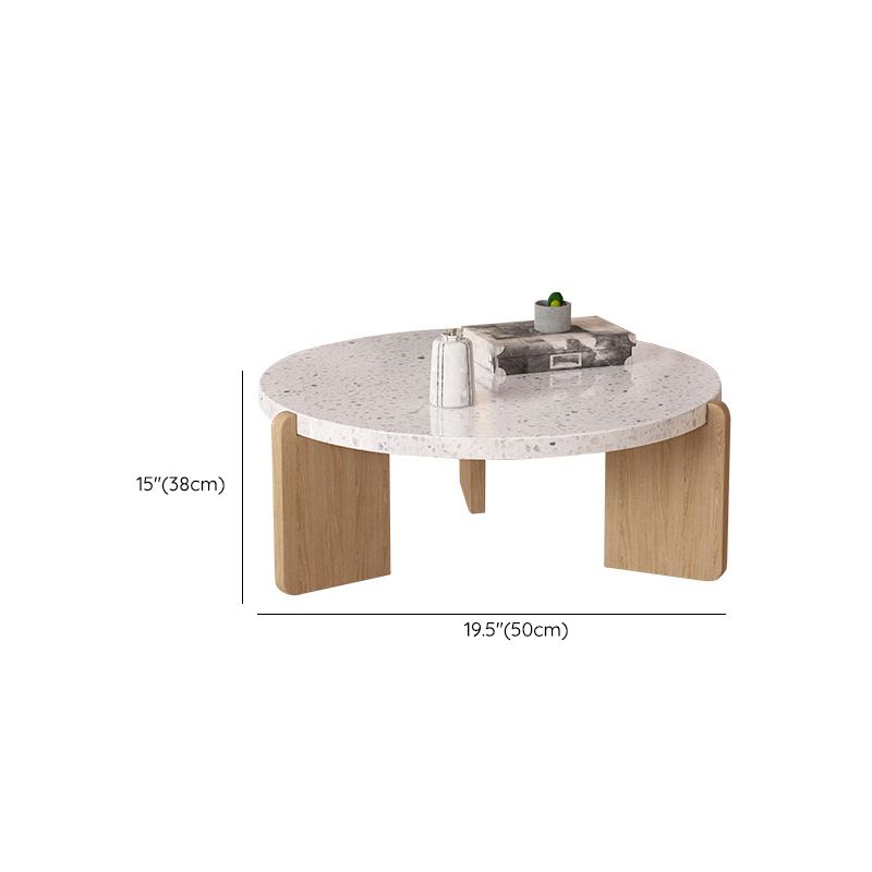 14"H Contemporary Coffee Table 3 Legs Round White Coffee Cocktail Table