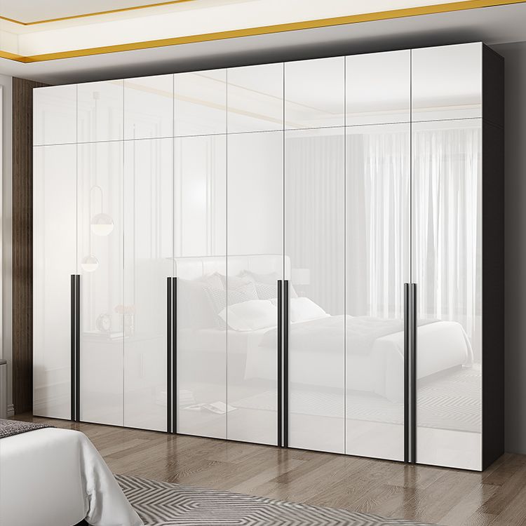 Mirrored Finish Wardrobe Armoire Modern Style Engineered Wood Wardrobe