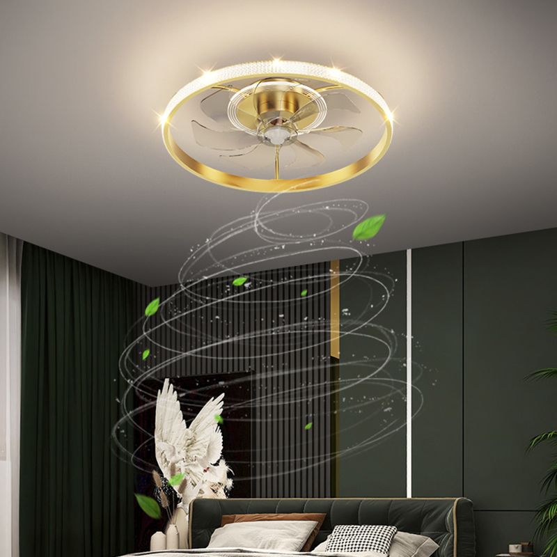 Lampada a ventola a soffitto circolare con finitura dorata LED MIMINALIST METALE SEMI FLUSH LUCE