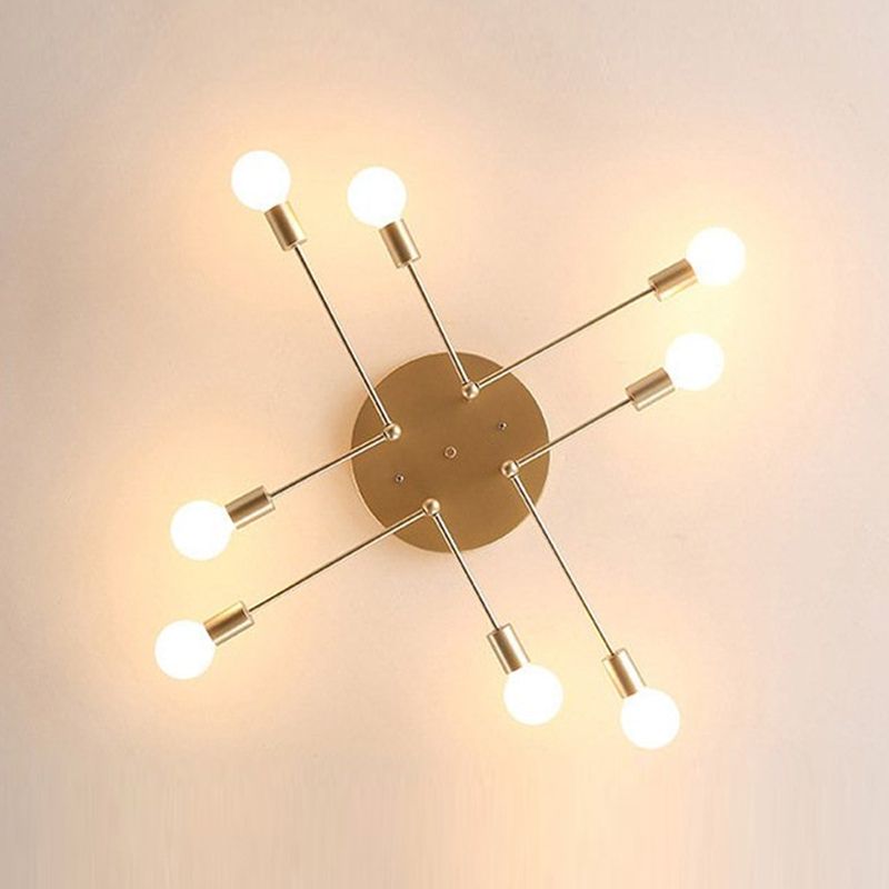 Sputnik Ontwerp Semi Flush Mount Licht Industriële Minimalist Exposed Bulb Slaapkamer Metalen Plafond Flush Mount