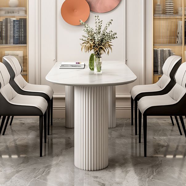 Contemporary Dining Table Sintered Stone Table with 3 White Legs for Dining