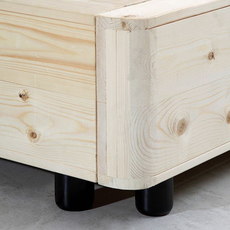 Modern Wooden Grey Standard Bed with Rectangular Headboard and Legs