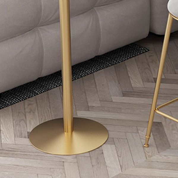 Faux Marble Bistro Bar Table Rectangle Metal Base Bar Table with Storage