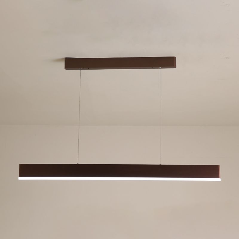 Contemporary Style Linear Shape Island Light Metal 1 Light Island Pendant Light in Brown