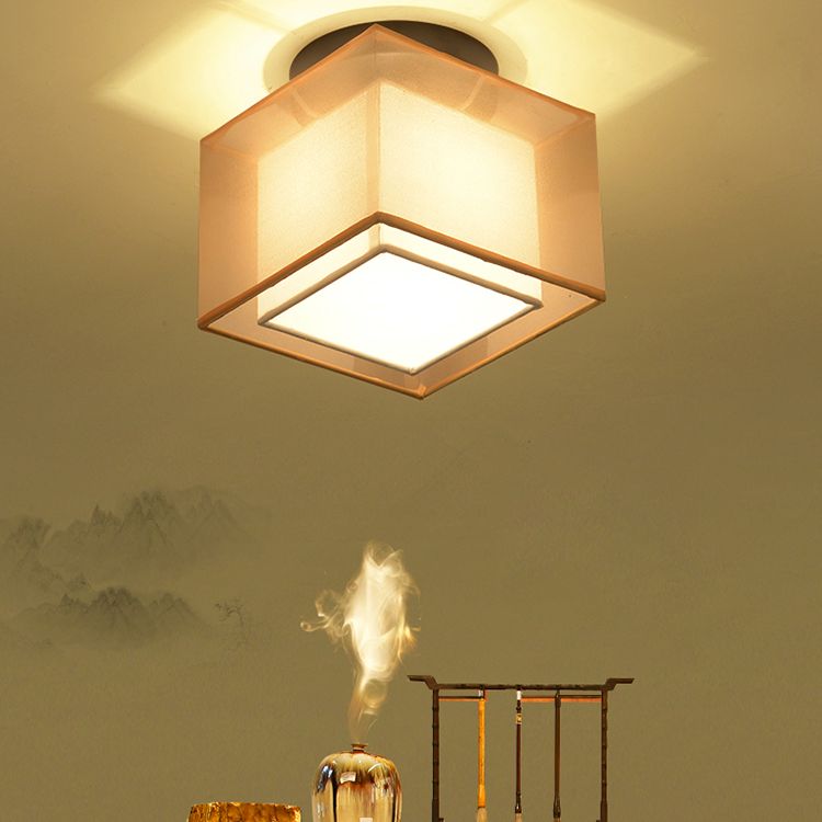 Luz de techo geométrico de oro de la luz de tela minimalista de tela de tela de tela de montaje de montaje de techo de la luz del techo