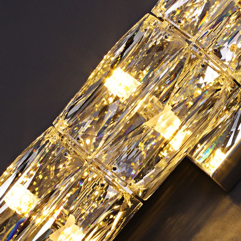 Modern Style Wall Light Cylinder Crystal Sconces in Transparent for Bedroom