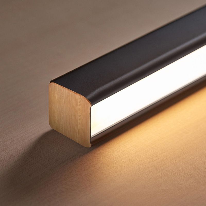 Legno di gomma + ferro moderno minimalismo dell'isola a led luce 59 "altezza regolabile cucina lunga cucina sospesa in nero