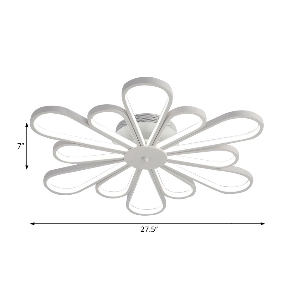 Forme de fleur en acrylique semi-flming monte moderniste multiclavanes à LED blanc semi-luminaire montage à la lumière en blanc / clair