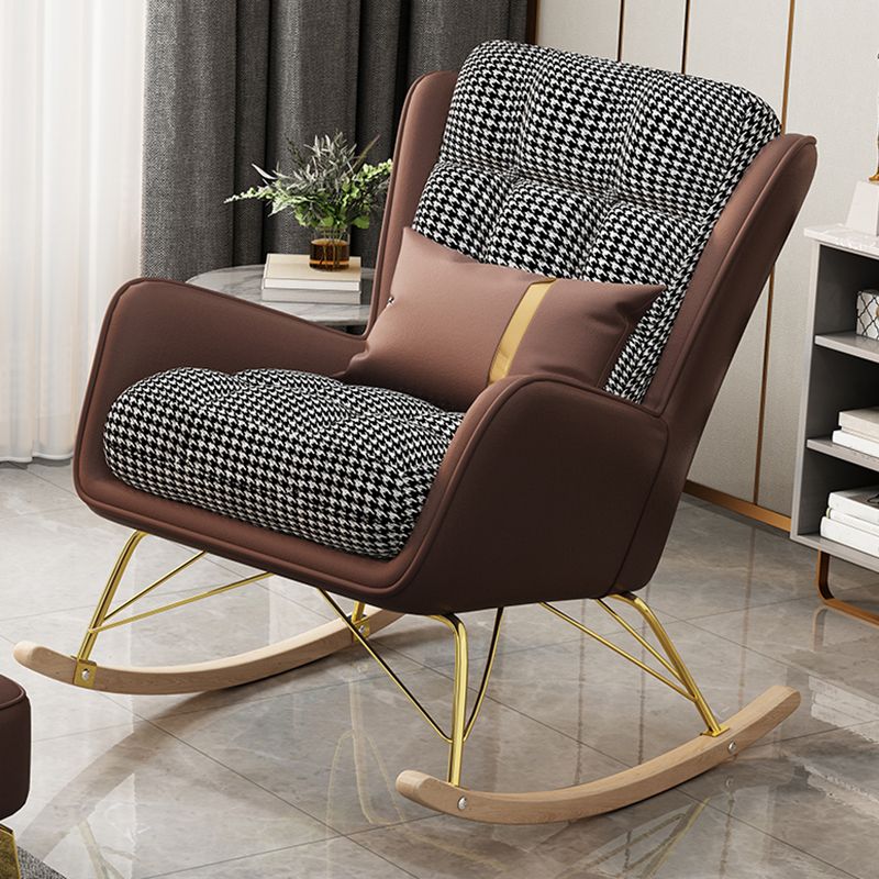 Gorgeous Faux Leather Rocking Chair Wingback Rocker Chair for Living Room (Without Pillow)