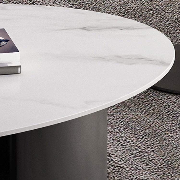 19.6" Tall Modern Round Slate Top Side Table Iron Abstract End Table