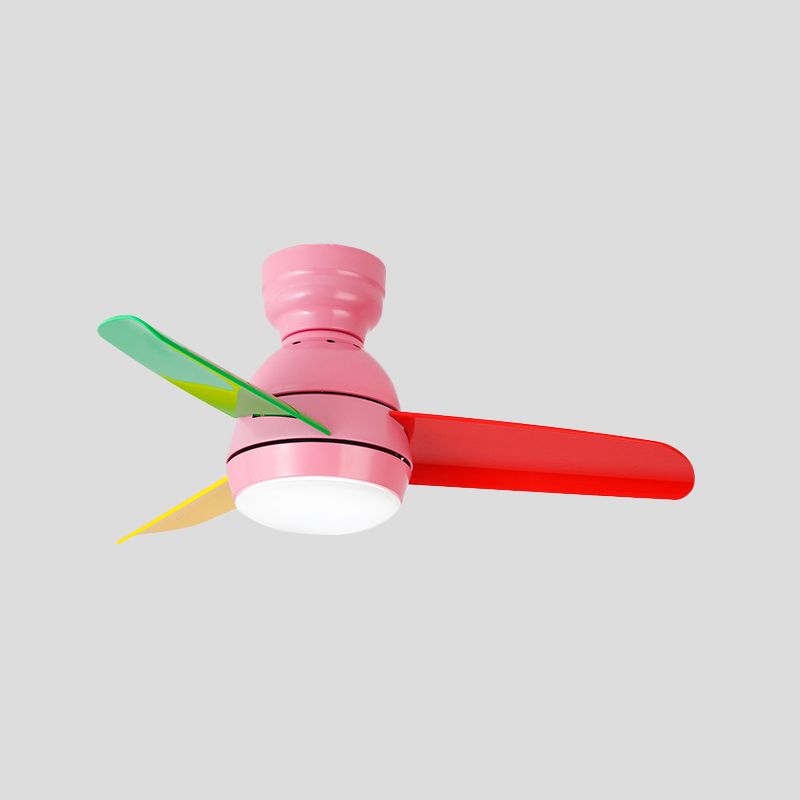 33,5 "W zeitgenössischer Kreis Hanges Lüfter Leichter Acrylwand/Fernbedienungskontrolle LED Semi Flushmount in Schwarz/Weiß/Rosa für Schlafzimmer, 3 Klingen