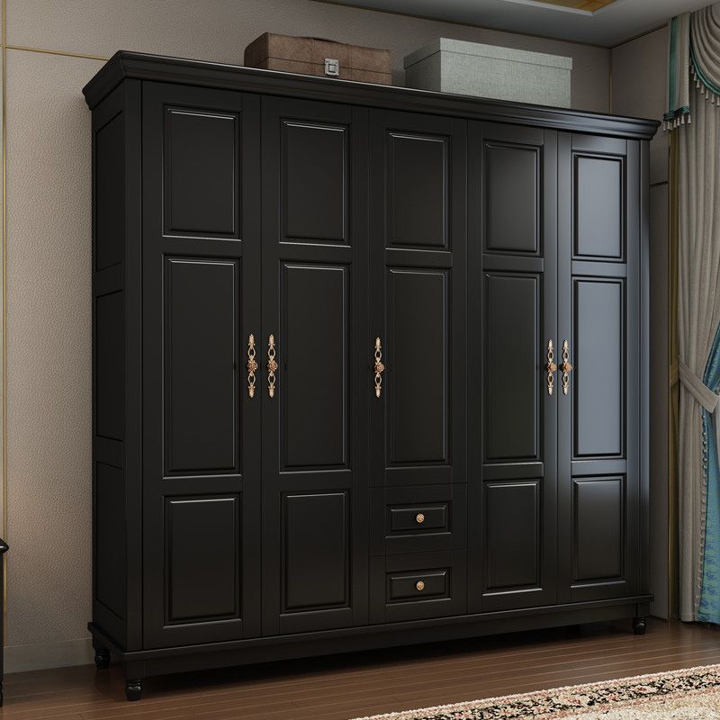 Rubberwood Cabinet with Drawers French Country Wardrobe for Home