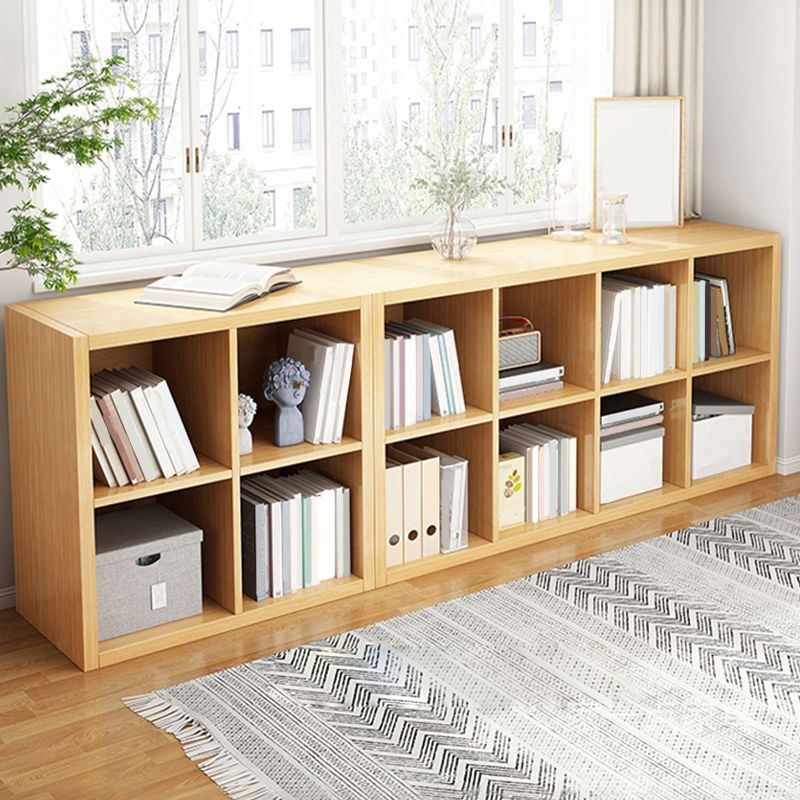11.8" Wide Contemporary Shelf Closed Back Wood Natural Bookcase