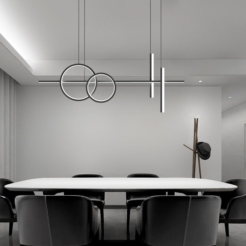 Luci dell'isola del cerchio lineare moderno illuminazione isola metallo 4 luci isola luminose in bianco e nero