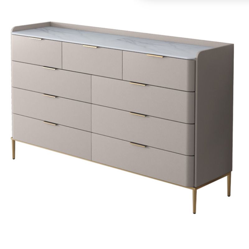 Classic Glam Double Dresser Stone Horizontal Storage Chest for Bedroom