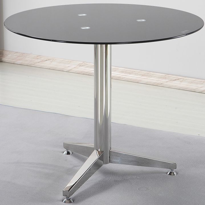 Modern Round Dining Room Table Tempered Glass Table with Pedestal Base