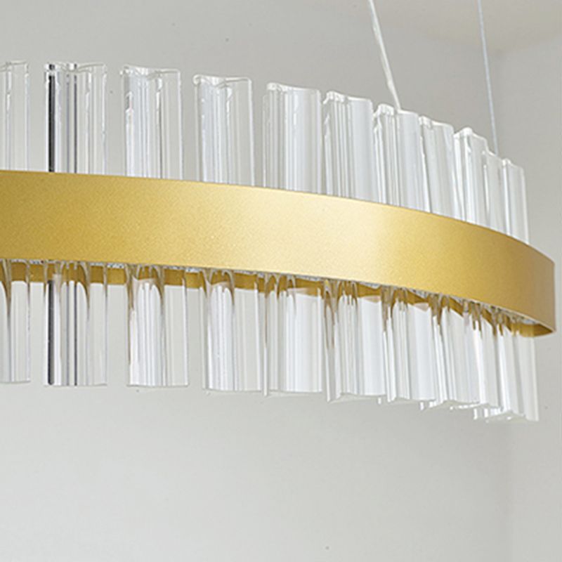 35.5"/47" Wide Glass Wavy Chandelier Light Post Modern Gold LED Hanging Ceiling Lamp in Third Gear for Kitchen Island