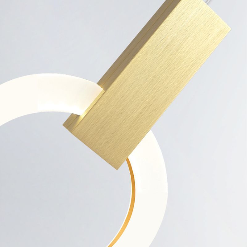 Duplex LED Multiple Hanging Light Simple Style Brass Ceiling Light with Ring Acrylic Shade