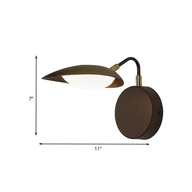 Metal Rotatable Oval Wall Mount Light Fixture Modernist Coffee LED Wall Lamp Sconce with Adjustable Arm for Bedroom in Warm/Natural Light