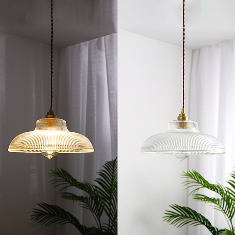 Prismatic Glass Vintage Hanging Pendant Light 1-Light Drop Pendant for Dining Room