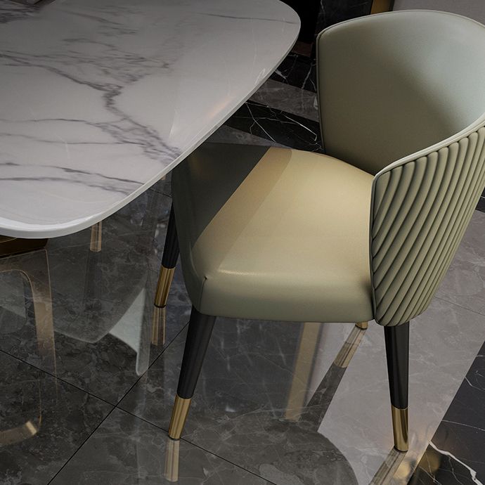 Marmor weißer Ton Esstisch Glamstil Basistisch für Esszimmer