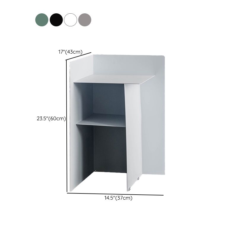 Metal Abstract End Table Mid-Century Side Table with Metal Shelf