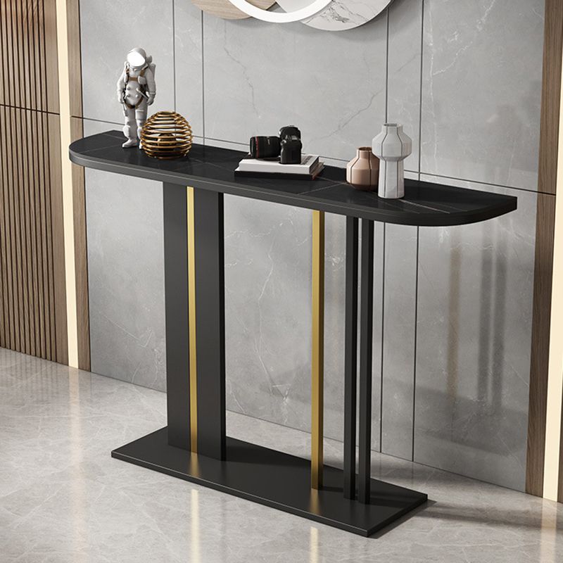 Modern 31.5" Tall Console Table Stone Abstract Base Accent Table for Hall