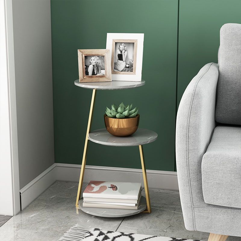 24.4" Tall Scandinavian Style Side End Table Metal Abstract Side Accent Table