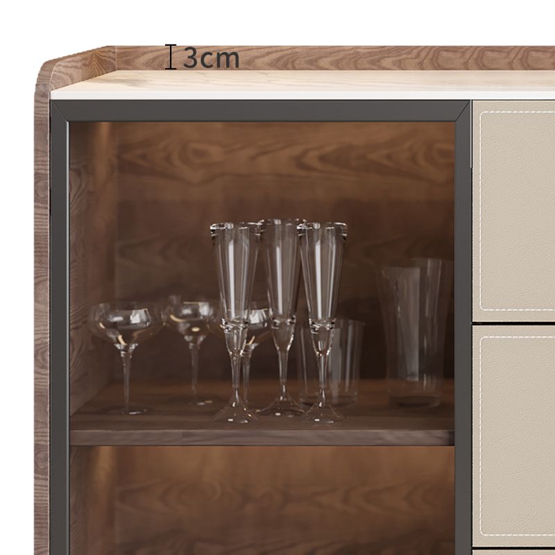 Glam Stone Sideboard Cabinet Sideboard 3 Drawers Server with Storage