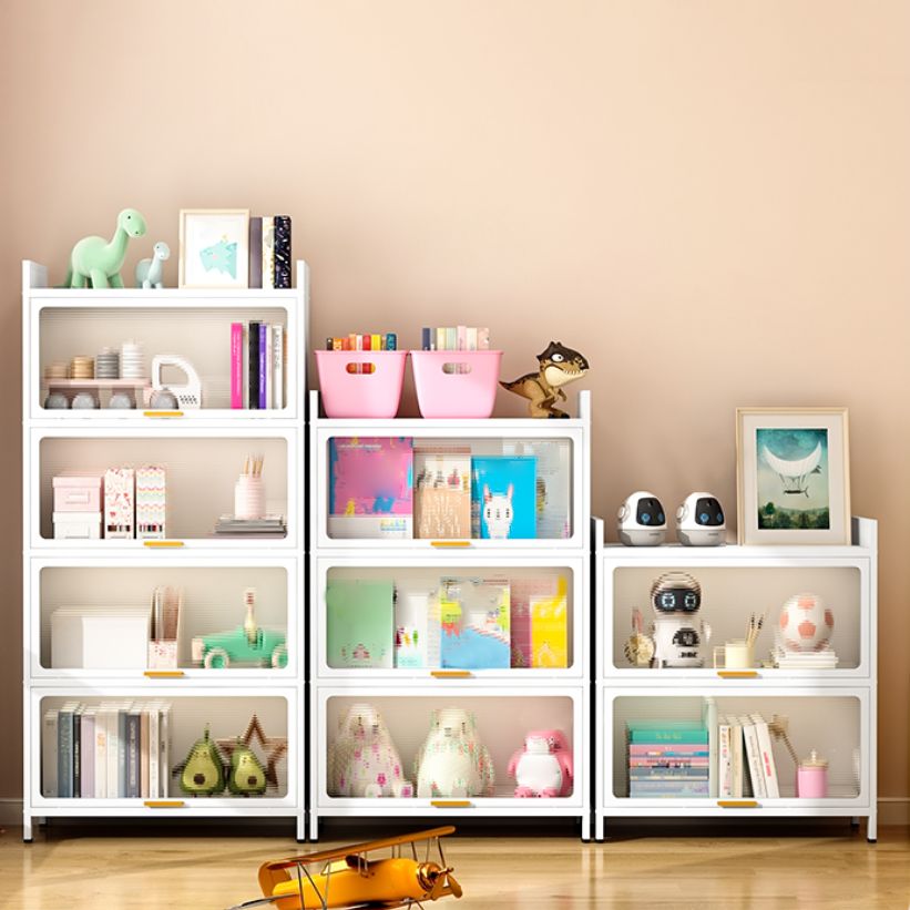 Metal Closed Back Bookcase Standard Glam Bookshelf with Cabinets