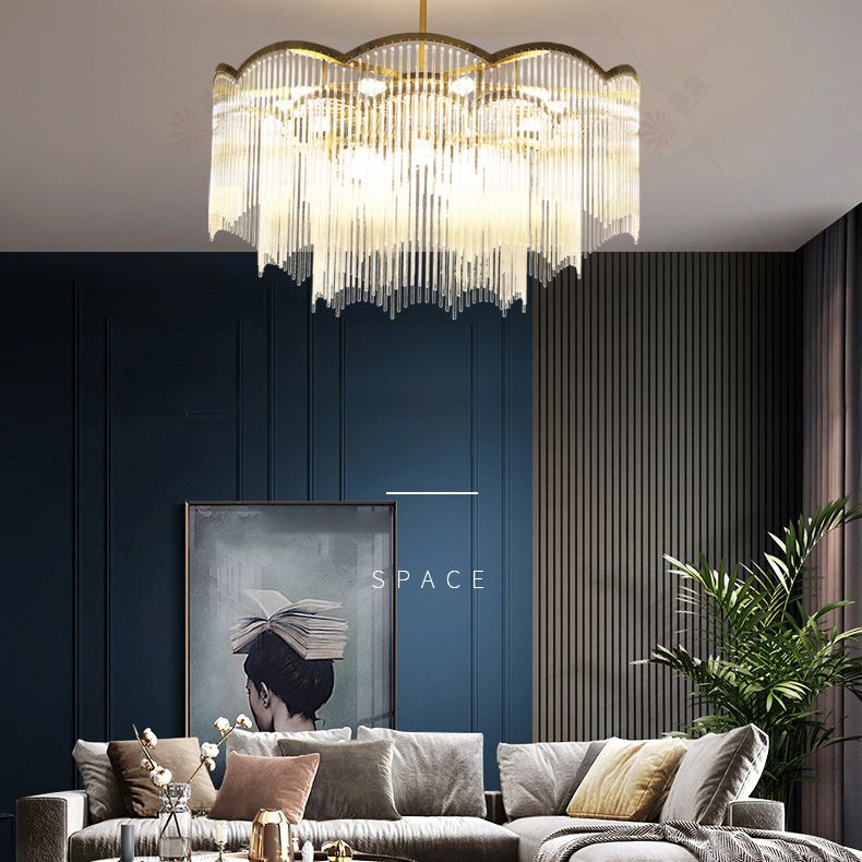 Lampada il lampadario postmoderno con lampada a sospensione a forma di vetro trasparente per soggiorno