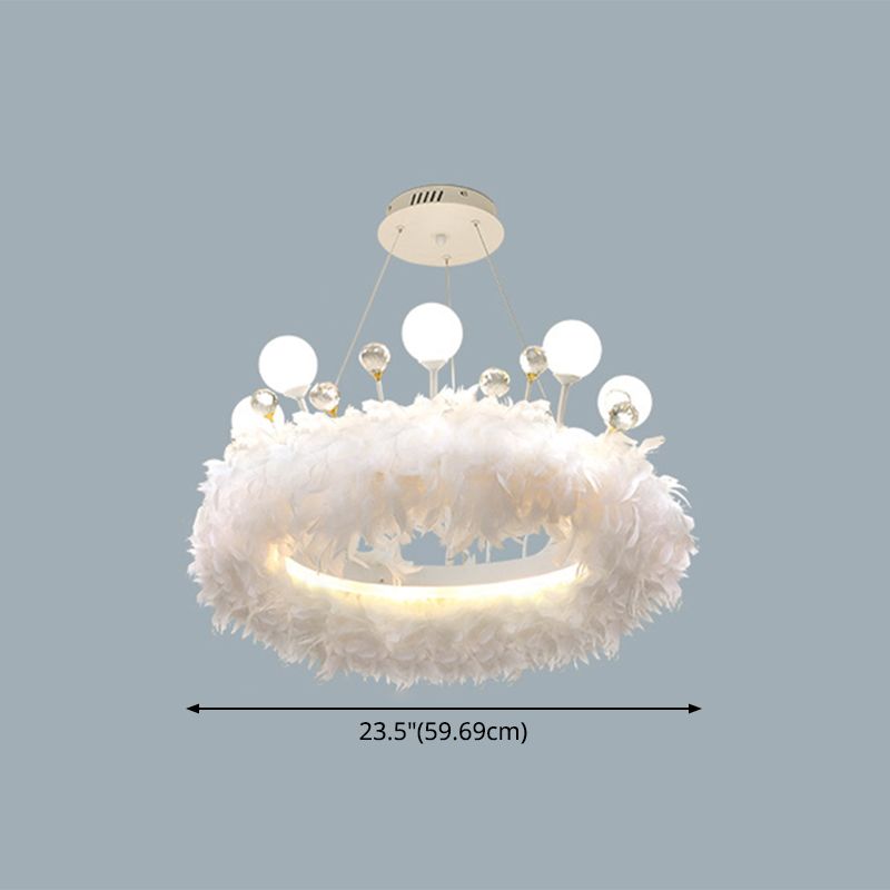 Federhänge -Leuchten modernistische weiße Kronleuchter Anhänger Licht für Schlafzimmer